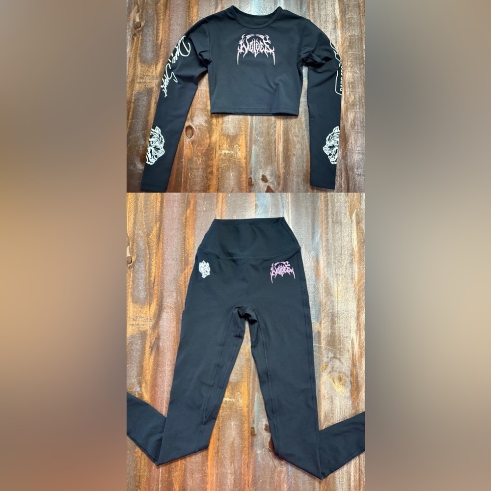 Women's Black Graphic High-Rise Leggings